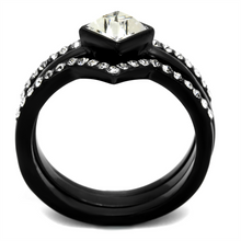 TK2185 - Stainless Steel Ring IP Black(Ion Plating) Women Top Grade Crystal Clear