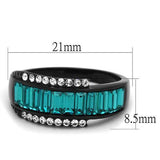 TK2190 - Stainless Steel Ring IP Black(Ion Plating) Women Top Grade Crystal Blue Zircon