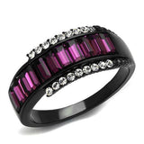 TK2191 - Stainless Steel Ring IP Black(Ion Plating) Women Top Grade Crystal Amethyst