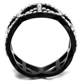 TK2194 - Stainless Steel Ring IP Black(Ion Plating) Women Top Grade Crystal Clear