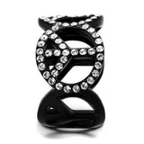 TK2194 - Stainless Steel Ring IP Black(Ion Plating) Women Top Grade Crystal Clear