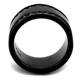 TK2195 - Stainless Steel Ring IP Black(Ion Plating) Women Top Grade Crystal Clear