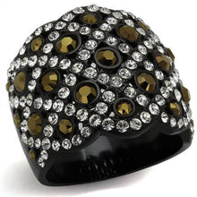 TK2197 - Stainless Steel Ring IP Black(Ion Plating) Women Top Grade Crystal Metallic Light Gold