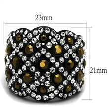 TK2197 - Stainless Steel Ring IP Black(Ion Plating) Women Top Grade Crystal Metallic Light Gold