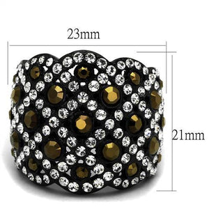TK2197 - Stainless Steel Ring IP Black(Ion Plating) Women Top Grade Crystal Metallic Light Gold
