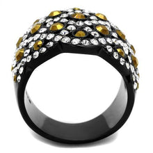 TK2197 - Stainless Steel Ring IP Black(Ion Plating) Women Top Grade Crystal Metallic Light Gold