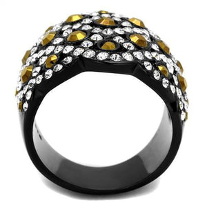 TK2197 - Stainless Steel Ring IP Black(Ion Plating) Women Top Grade Crystal Metallic Light Gold