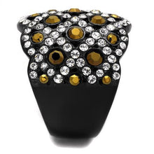 TK2197 - Stainless Steel Ring IP Black(Ion Plating) Women Top Grade Crystal Metallic Light Gold