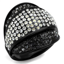 TK2200 - Stainless Steel Ring IP Black(Ion Plating) Women Top Grade Crystal Multi Color