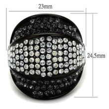 TK2200 - Stainless Steel Ring IP Black(Ion Plating) Women Top Grade Crystal Multi Color