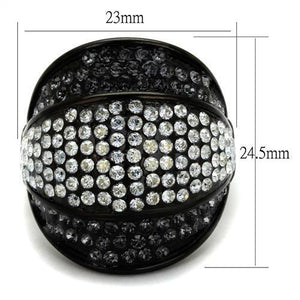 TK2200 - Stainless Steel Ring IP Black(Ion Plating) Women Top Grade Crystal Multi Color