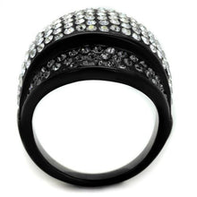 TK2200 - Stainless Steel Ring IP Black(Ion Plating) Women Top Grade Crystal Multi Color
