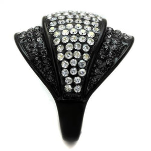 TK2200 - Stainless Steel Ring IP Black(Ion Plating) Women Top Grade Crystal Multi Color
