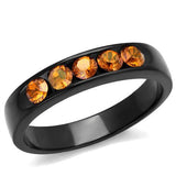 TK2206 - Stainless Steel Ring IP Black(Ion Plating) Women Top Grade Crystal Champagne