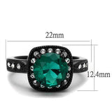 TK2209 - Stainless Steel Ring IP Black(Ion Plating) Women Synthetic Blue Zircon