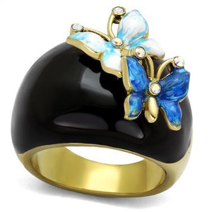 TK2212 - Stainless Steel Ring IP Gold(Ion Plating) Women Top Grade Crystal White AB