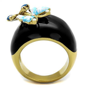 TK2212 - Stainless Steel Ring IP Gold(Ion Plating) Women Top Grade Crystal White AB