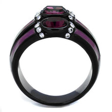 TK2213 - Stainless Steel Ring IP Black(Ion Plating) Women Top Grade Crystal Amethyst