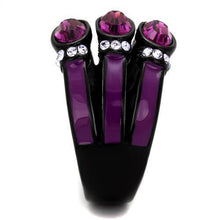 TK2213 - Stainless Steel Ring IP Black(Ion Plating) Women Top Grade Crystal Amethyst