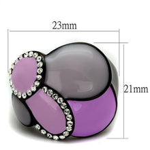 TK2215 - Stainless Steel Ring IP Black(Ion Plating) Women Top Grade Crystal Clear