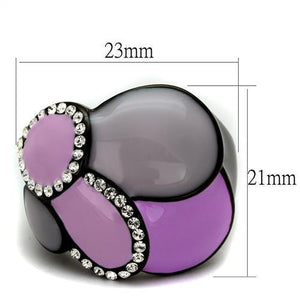 TK2215 - Stainless Steel Ring IP Black(Ion Plating) Women Top Grade Crystal Clear