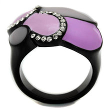 TK2215 - Stainless Steel Ring IP Black(Ion Plating) Women Top Grade Crystal Clear
