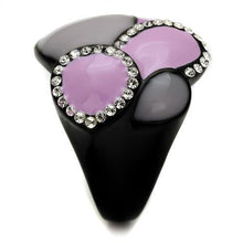 TK2215 - Stainless Steel Ring IP Black(Ion Plating) Women Top Grade Crystal Clear