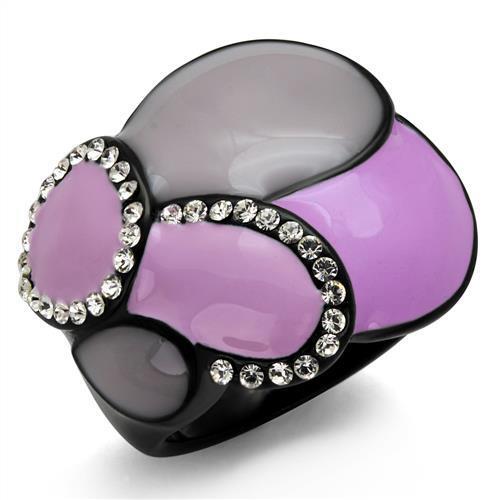 TK2215 - Stainless Steel Ring IP Black(Ion Plating) Women Top Grade Crystal Clear