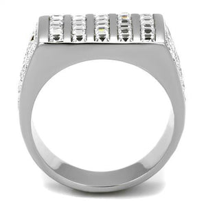 TK2219 - Stainless Steel Ring High polished (no plating) Men Top Grade Crystal Clear