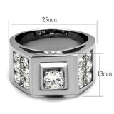 TK2220 - Stainless Steel Ring High polished (no plating) Men AAA Grade CZ Clear