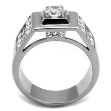 TK2220 - Stainless Steel Ring High polished (no plating) Men AAA Grade CZ Clear