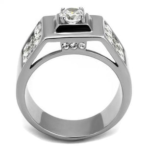 TK2220 - Stainless Steel Ring High polished (no plating) Men AAA Grade CZ Clear