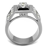 TK2220 - Stainless Steel Ring High polished (no plating) Men AAA Grade CZ Clear