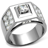 TK2220 - Stainless Steel Ring High polished (no plating) Men AAA Grade CZ Clear