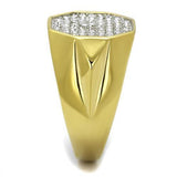 TK2221 - Two-Tone IP Gold (Ion Plating) Stainless Steel Ring with Top Grade Crystal  in Clear