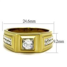 TK2222 - Stainless Steel Ring Two-Tone IP Gold (Ion Plating) Men AAA Grade CZ Clear