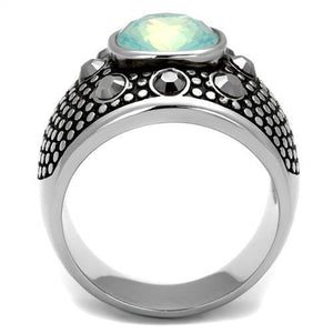 TK2223 - Stainless Steel Ring High polished (no plating) Men Top Grade Crystal Fireopal