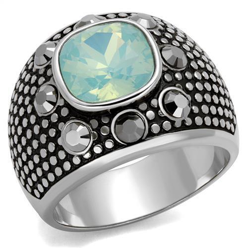 TK2223 - Stainless Steel Ring High polished (no plating) Men Top Grade Crystal Fireopal