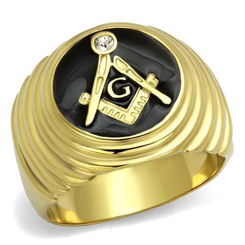 TK2224 - Stainless Steel Ring IP Gold(Ion Plating) Men Top Grade Crystal Clear