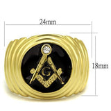 TK2224 - Stainless Steel Ring IP Gold(Ion Plating) Men Top Grade Crystal Clear