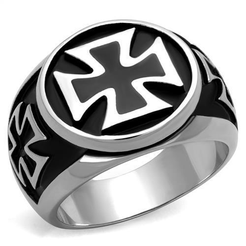 TK2226 - Stainless Steel Ring High polished (no plating) Men Epoxy Jet