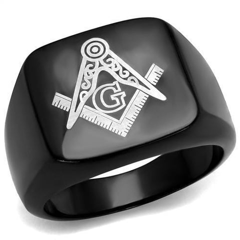 TK2227 - IP Black(Ion Plating) Stainless Steel Ring with No Stone