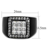 TK2230 - Stainless Steel Ring Two-Tone IP Black Men AAA Grade CZ Clear