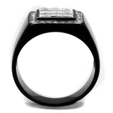 TK2230 - Stainless Steel Ring Two-Tone IP Black Men AAA Grade CZ Clear