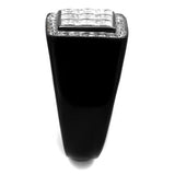 TK2230 - Stainless Steel Ring Two-Tone IP Black Men AAA Grade CZ Clear