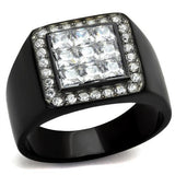 TK2230 - Stainless Steel Ring Two-Tone IP Black Men AAA Grade CZ Clear