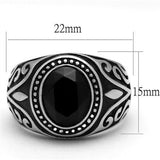 TK2231 - Stainless Steel Ring High polished (no plating) Men Top Grade Crystal Jet