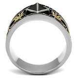 TK2232 - Stainless Steel Ring Two-Tone IP Gold (Ion Plating) Men Synthetic Jet