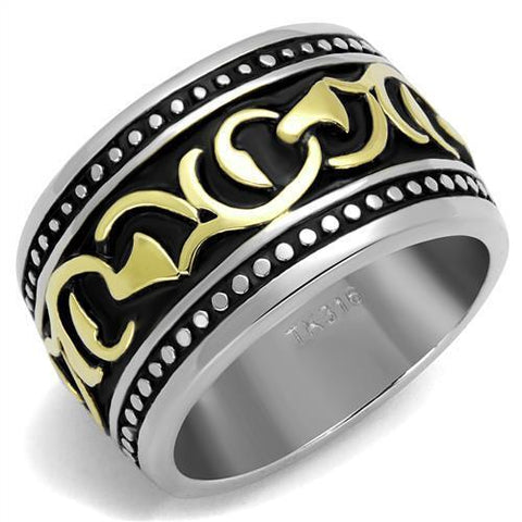 TK2234 - Stainless Steel Ring Two-Tone IP Gold (Ion Plating) Men Epoxy Jet