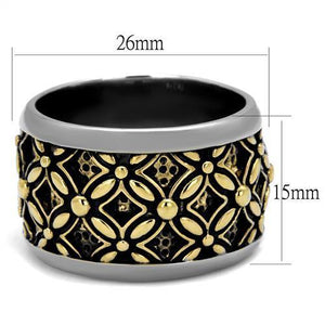 TK2237 - Stainless Steel Ring Two-Tone IP Gold (Ion Plating) Men Epoxy Jet